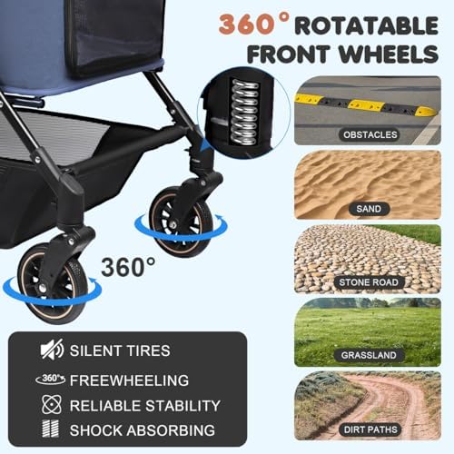 Dog Stroller for Large & Medium Dogs (20–132 lbs), for 2 Small Dogs