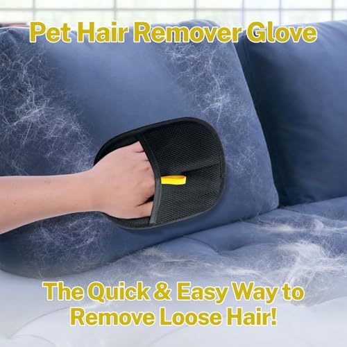 Pet Hair Remover Glove - Gentle Grooming Glove for Dog & Cat, Efficient Pet Hair Remover Mitt, Massage Deshedding Brush for Furniture, Couch, Clothes, Bed, Carpet (1 Pack)
