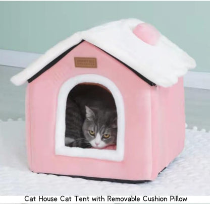 Cat Bed Cave, Cute Christmas Cat Beds for Indoor Cats, Pink