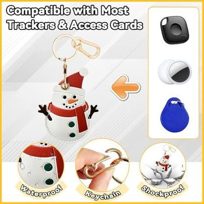 Leather Keychain Holder Case for AirTag, Cute Protective Cover for Apple Airtag KeyChain, GPS Tracker Item Finder