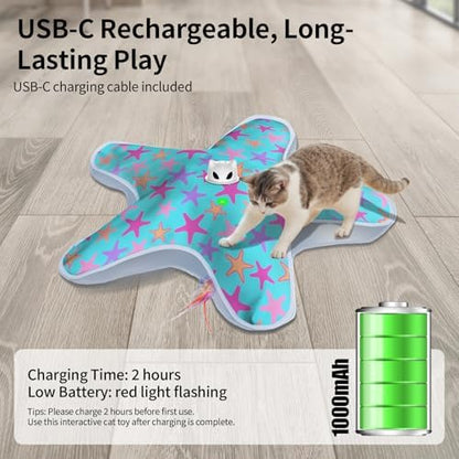 Interactive Cat Toys for Indoor Cats with Moving Concealed Feathers