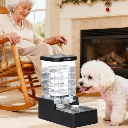 RIZZARI 2.1Gallon Gravity Dog Water Dispenser:Easy Care No Filter Design
