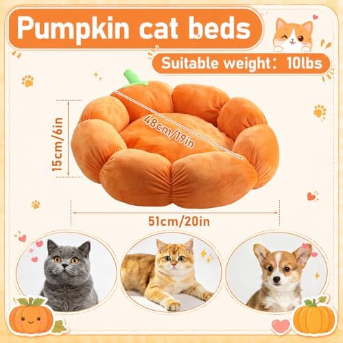 RattanView Cat Bed House Pet Cushion for Indoor Kitten Pet,Pumpkin