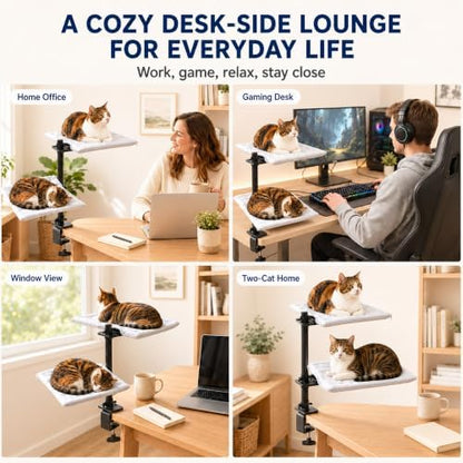 Binboov Double Cat Desk Bed, 360° Rotating & Adjustable
