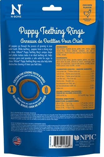 N-Bone Grain-Free Puppy Teething Rings, Chicken Flavor, Natural Puppy Teething Chews, Helps Soothe Teething Gums, Calcium Enriched, 6 Rings