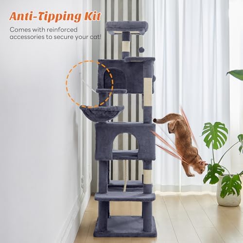 DUMOS Large 66 Inch Cat Tree Tower with Scratching Posts, Indoor Use