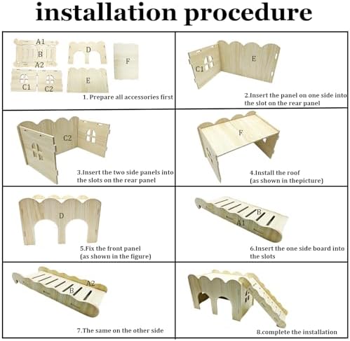 Small Guinea Pig Hideout Hamster Wood House Platform Rat Hides