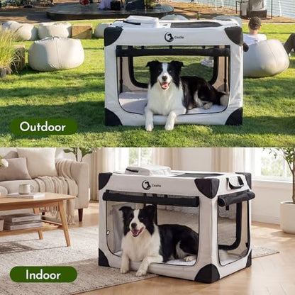 Portable Collapsible Soft Dog Crate for Medium Dogs, 30in Grey