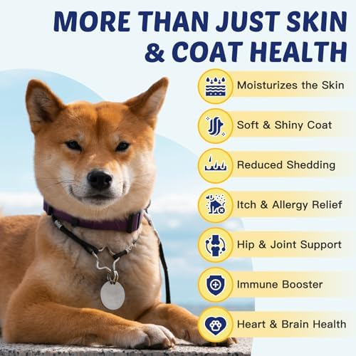 ZEBORA Omega 3 Salmon Fish Oil for Dogs Skin and Coat, 180 Chicken Chews
