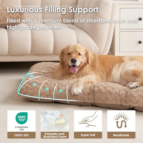 EHEYCIGA Washable Dog Beds for Small Dogs, 23x18 Inch Pet Bed, Camel
