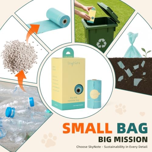 SkyNote Dog Poop Bag Rolls - Last 3 in Sky Blue Refill Reminder Waste Bag Unscented Eco-Friendly Leakproof Pet Doggie Puppy Cat Litter Bags 120 Counts for Walking Travel Home