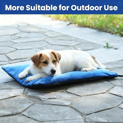 MARUNDA Outdoor Pet Heating Pad for Dogs & Cats - 100% Waterproof Outdoor Heated Cat Bed with Double Built-in AutoThermostat - Heated Pet Bed for Outside Animals (28" x 16" (L), Blue)