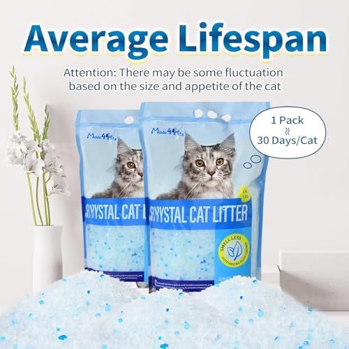 Made4Pets Cat Litter Crystals,Non Clumping Litter 17.2 lbs(4 x 4.3lb Packs)