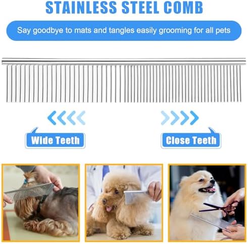 Complete Pet Grooming Solution by Dog - 9PCS Kit with Slicker Brush, Deshedding Tool, and Grooming Comb for All Breeds and Sizes, Promotes Healthy Skin and Coat
