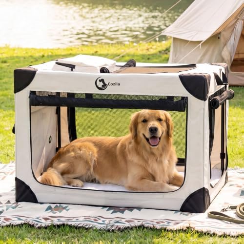 Portable Collapsible Soft Dog Crate for Extra Large Dogs, 42in Grey