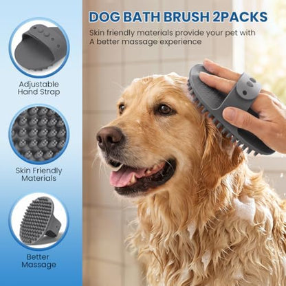 Undercoat Rake, Dematting Metal Comb and Bathing Brush For Dogs and Cats