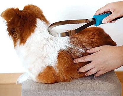 Dual-Sided Grooming Blade for Dogs - Shedding Brush with Stainless Steel Blades for Short and Long Hair Coats