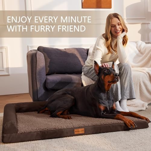 Patas Lague Orthopedic Large Dog Bed Washable Pet Sofa Bed 48''X30''Brown