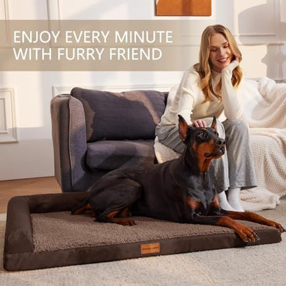 Patas Lague Orthopedic Large Dog Bed Washable Pet Sofa Bed 48''X30''Brown