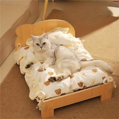 Wooden Pet Bed All Season Detachable Solid Wood Litter Suitable for Cats and Dogs Sturdy(4,Medium)