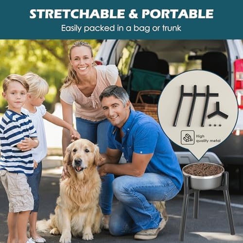 SHAINFUN Adjustable Metal Raised Stand for Large & XL Breeds, Compatible with 7 to 10.6" Wide Bowls, Single Tall Elevated Feeder (Bowl Not Included)