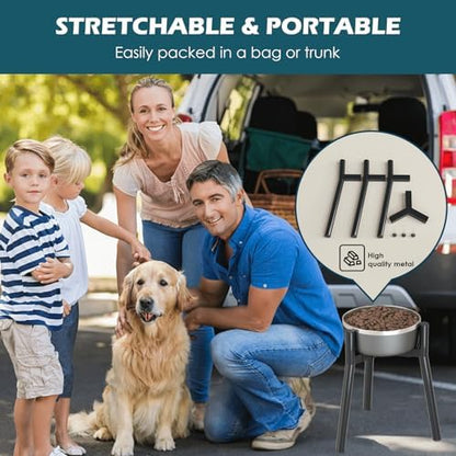 SHAINFUN Adjustable Metal Raised Stand for Large & XL Breeds, Compatible with 7 to 10.6" Wide Bowls, Single Tall Elevated Feeder (Bowl Not Included)