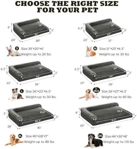 WINDRACING Orthopedic Dog Beds for Small Dogs, Waterproof Egg Foam Dog Sofa Bed with L Bolster Sides, Washable Small Pet Bed with Removable Cover & Non-Slip Bottom, 30 x 20 inch, Gray
