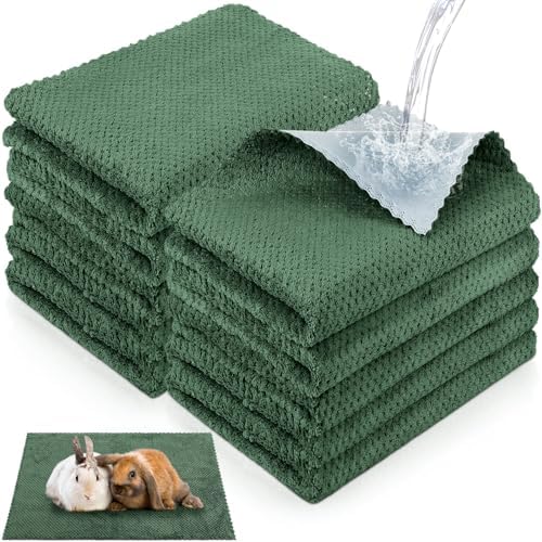 VitalCozy 10Pcs Guinea Pig Cage Liner Washable, Grid, 18x24 Inch, Green
