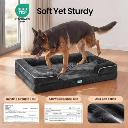 OhGeni Orthopedic Large Dog Bed Couch Sofa with Memory Foam, 45-inch(Black)