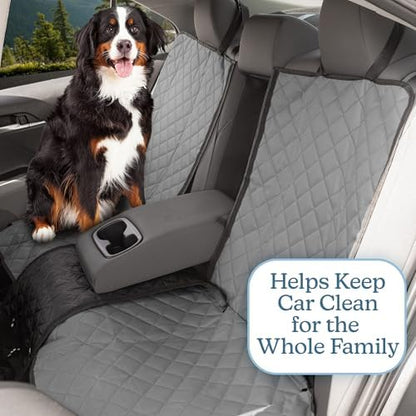Dog Car Seat Cover for Back Seat - Water-Resistant Car Seat Protector for Cars, Trucks, and SUVs - Seat Cover Protects from Scratches, Mud, Pet Hair, and Accidents - Car Accessories by PETMAKER (Gray)