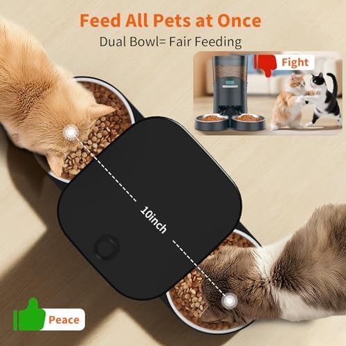 HoneyGuaridan Automatic Cat Feeder for 2 Cats,2.4G/5G WiFi APP Control