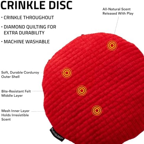 Playology Plush Crinkle Disc Dog Toy - Beef Scented - Jumbo Disc