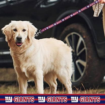 Pets First NFL Licensed New York Giants Pet Leash, Size Small – Durable Satin Dog & Cat Walking Strap and Pet Tether with Embroidered Team Name & Logo