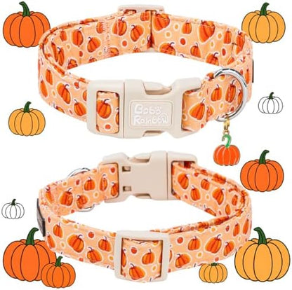 Fall Cute Orange Pumpkin Dog Collar Adjustable for X-Small Dog