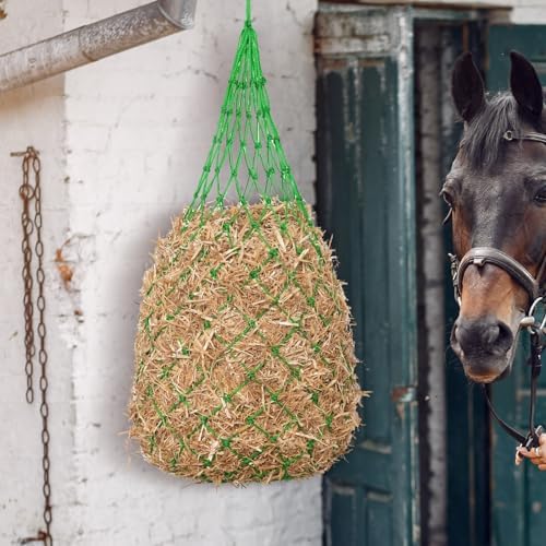 Slow Feed Hay Nets for Horses, 2 Pack, 40 Inch, 2 Inch Holes,Green