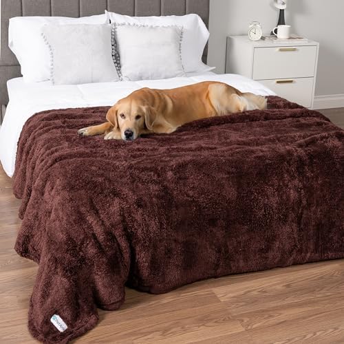 PetAmi Soft Plush Sherpa Dog Blanket for Pet Cat, X-Large 60x80, Brown