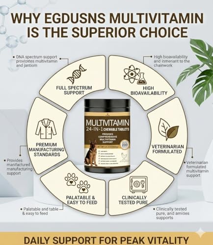 All-in-One Dog Multivitamin Chews 200 Count, Glucosamine Chondroitin Omega 3 Salmon Oil Probiotics, Joint Gut Immune Skin Coat Support, Chicken Flavor