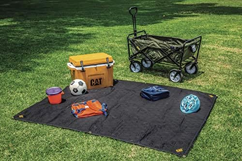 CAT Water Resistant Woven Utility Blanket, 72-Inch x 60-Inch Outdoor Tarp Material Padded Blanket, Rivets for Tie Downs, Park Picnic, Moving, Protect Furniture, Brown Black - 980788N