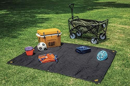 CAT Water Resistant Woven Utility Blanket, 72-Inch x 60-Inch Outdoor Tarp Material Padded Blanket, Rivets for Tie Downs, Park Picnic, Moving, Protect Furniture, Brown Black - 980788N