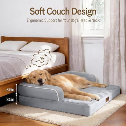 Comfort Expression Washable Dog Bed with Bolster for Medium to Large Dogs