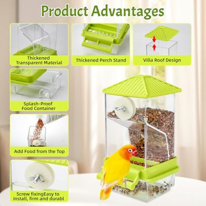 Rypet No-Mess Bird Feeder and Water Dispenser Set for Small Birds