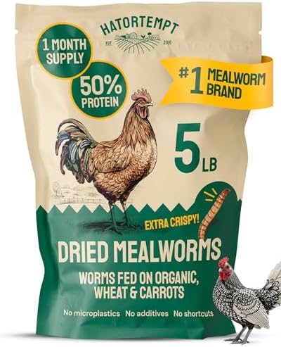 Hatortempt 5lb Dried Mealworms for Chickens & Wild Birds, Chicken Feed