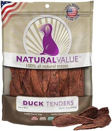 Loving Pets Natural Value Duck Tenders - Soft Jerky Dog Treats for Large & Small Breeds - Healthy Gluten, Wheat, Soy & Grain Free Pet Treats for Dogs