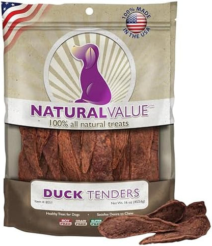 Loving Pets Natural Value Duck Tenders - Soft Jerky Dog Treats for Large & Small Breeds - Healthy Gluten, Wheat, Soy & Grain Free Pet Treats for Dogs