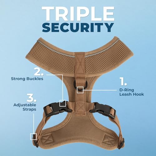 Best Pet Supplies Voyager Aerolite Over the Head Dog Harness, No Pull Breathable Air Mesh Vest, Quick Dry with Reflective Stitching, Adjustable Escape Resistant Harness - Beige, X-Small