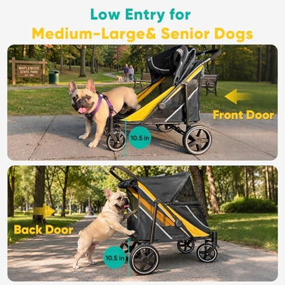 Petbobi Dog Stroller for Large Medium Dogs up to 80 lbs, Dual Entry