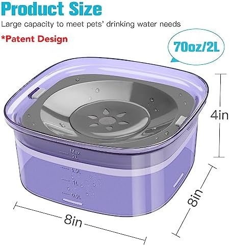 UPSKY 70oz Dog Water Bowl, No Spill Slow Drinking Feeder for Messy Drinker