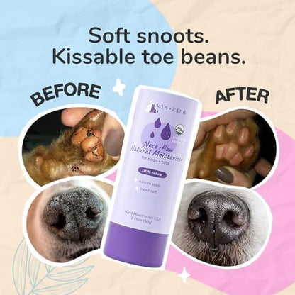 kin+kind USDA Organic Nose+Paw Balm Stick, Dogs & Cats, Lick Safe, 1.76 oz