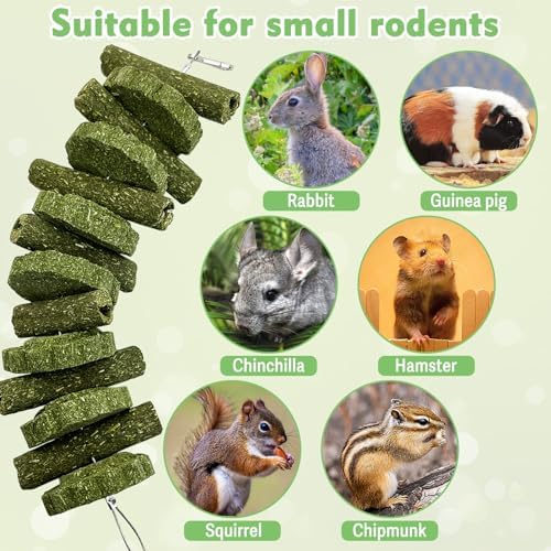 kathson 3Pcs Bunny Chew Toys Rabbit Chewing Toy for Teeth Hanging Grinding Chinchilla Treats Timothy Grass Cake Molar Balls for Guinea Pigs Hamsters Gerbils Rats Squirrels Playing Improve Pets Dental