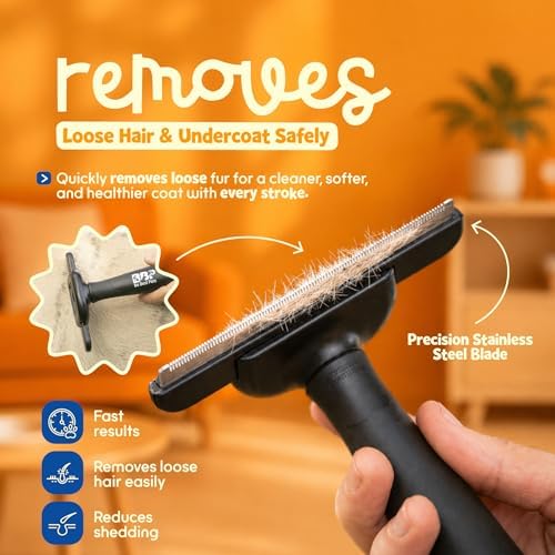 Be Best Pets Deshedding Brush for Dogs & Cats - Pet Undercoat Rake Tool